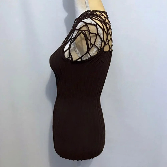 Soho Lady NWT Brown Cut Out Blouse Women OS (S-L) - Picture 5 of 7